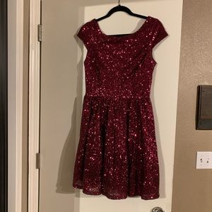 Deep Red/Burgundy Sequins Dress